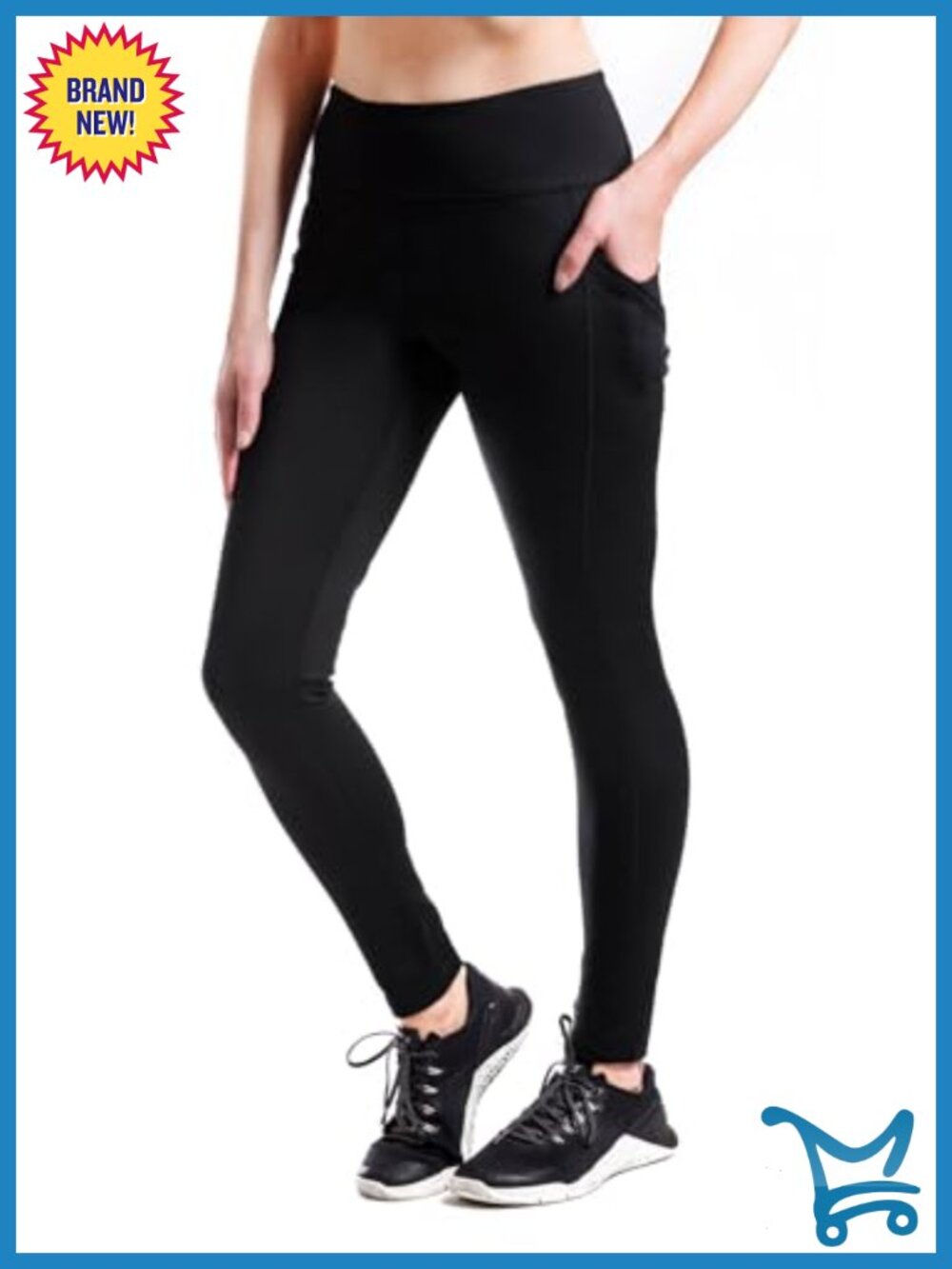 Thermal Fleece Lined Leggings with Pockets, High Rise, Water Resistant